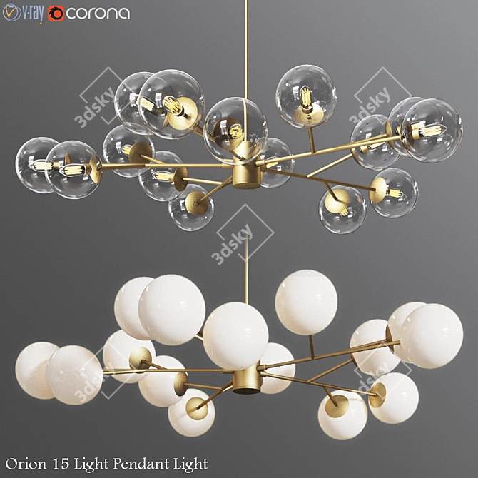 Modern Orb Pendant with Clear & Opaque Glass 3D model image 1