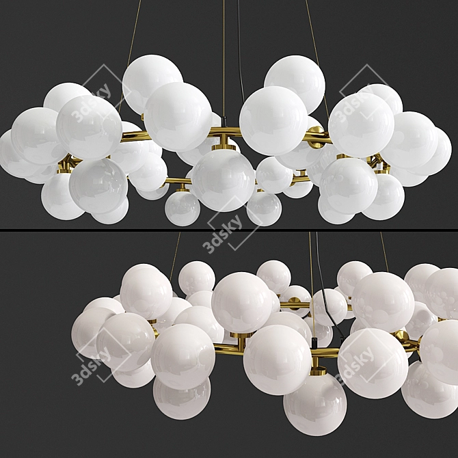 Bubble Milk Round Chandelier: Elegant Lighting Fixture 3D model image 1