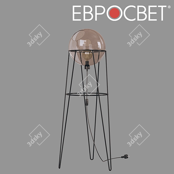 Pobo Grey Glass Floor Lamp: Stylish Illumination 3D model image 1