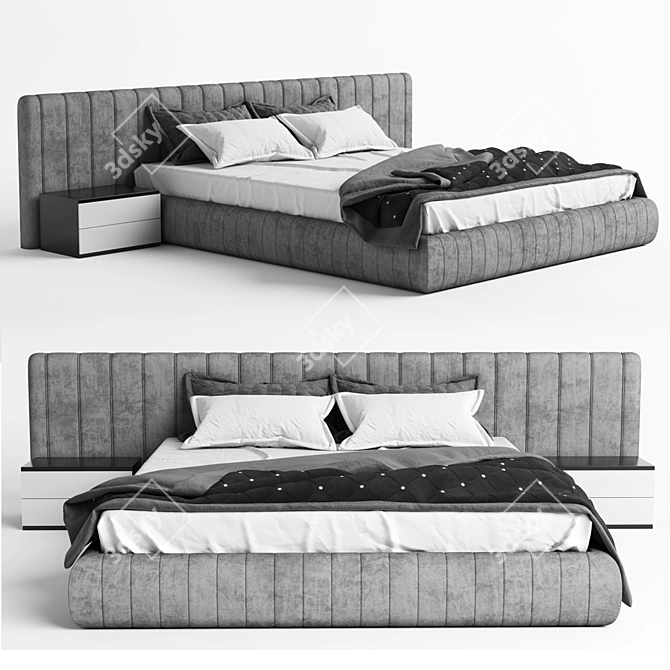 Sleek Slumber: Modern Bed 3D model image 1