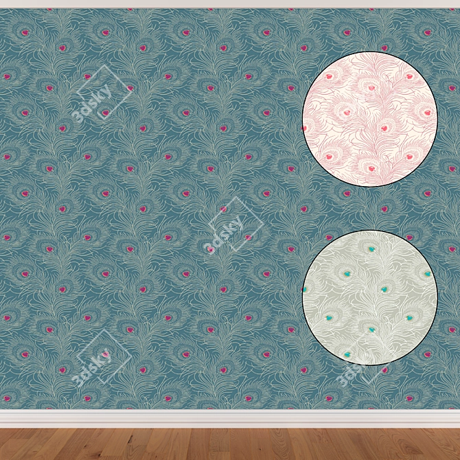 Seamless Wallpapers Set with 3 Colors 3D model image 1