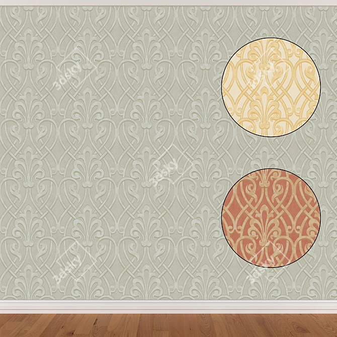 Seamless Wallpaper Set - 3 Colors 3D model image 1