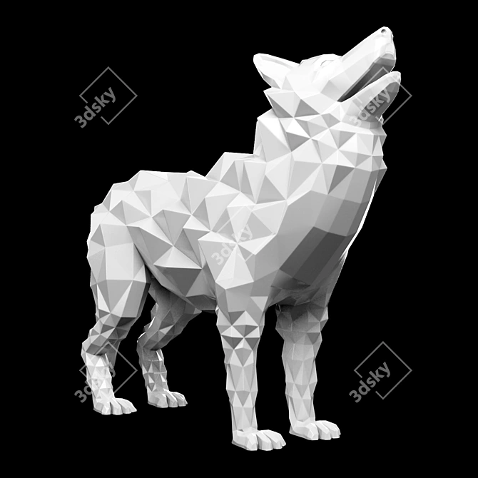 Modern Wolf Statue Sculpture 3D model image 1