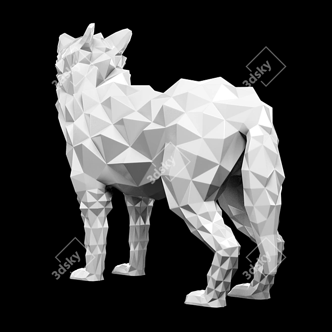 Modern Wolf Statue Sculpture 3D model image 2