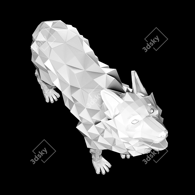 Modern Wolf Statue Sculpture 3D model image 3