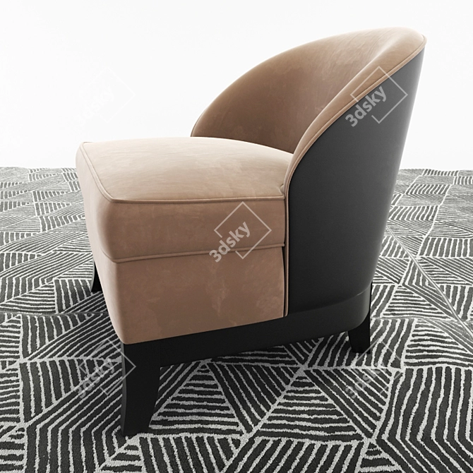 Elegant Ammi Armchair With Ottoman 3D model image 2