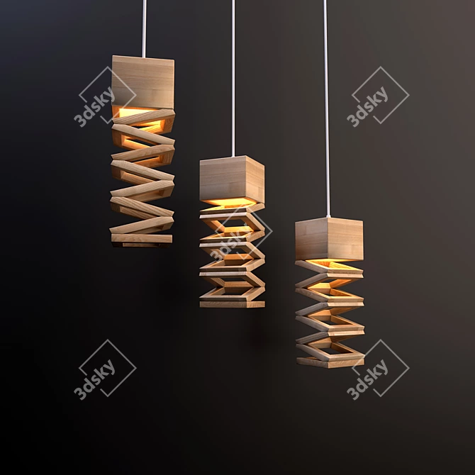 Modern Wood Pendant Lamp 3D model image 1