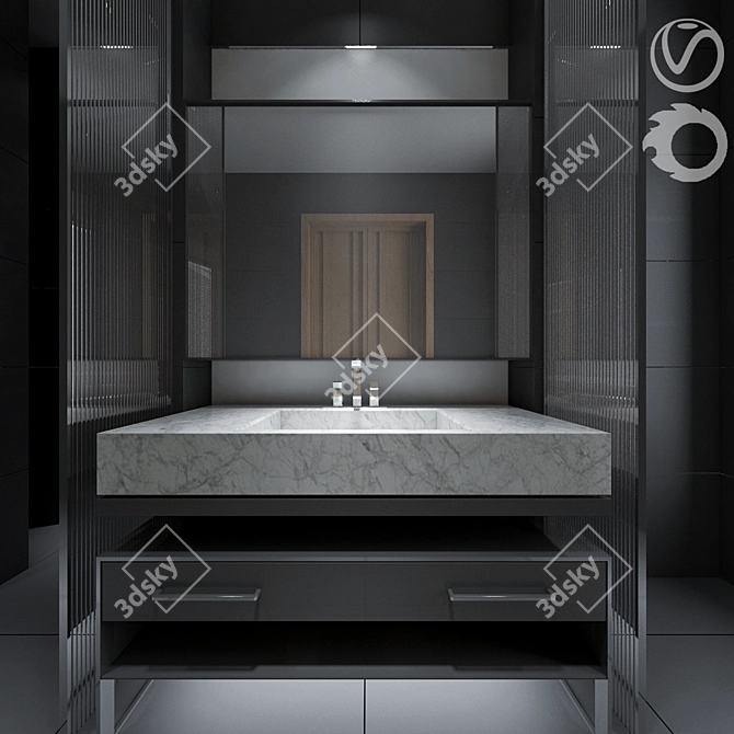 Elegant Bath Furniture Set 3D model image 1