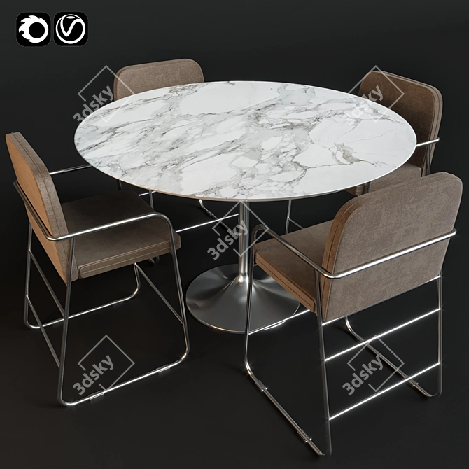 Modern Table and Chair Set 3D model image 1