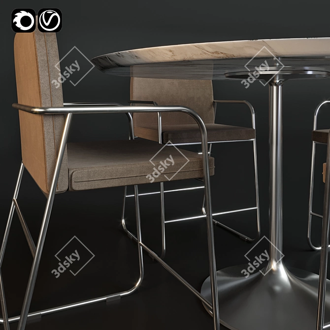 Modern Table and Chair Set 3D model image 2
