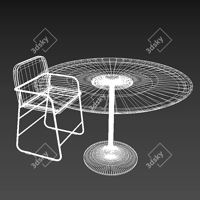 Modern Table and Chair Set 3D model image 3