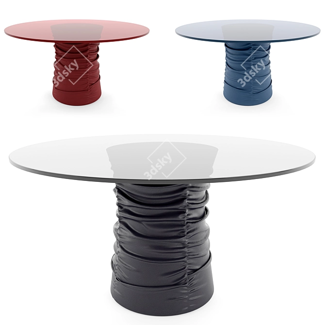 Leather Table Bellows in Black 3D model image 1