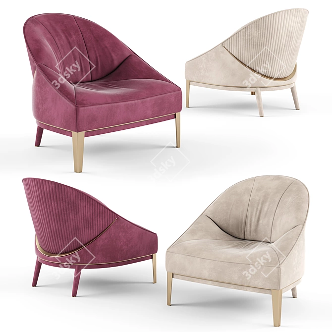 Elegant Rosemary Upholstered Armchair 3D model image 1