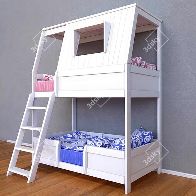 Kids Bunk Bed with Bedding 3D model image 2