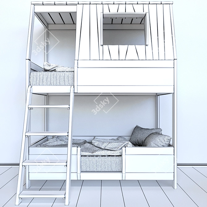 Kids Bunk Bed with Bedding 3D model image 3