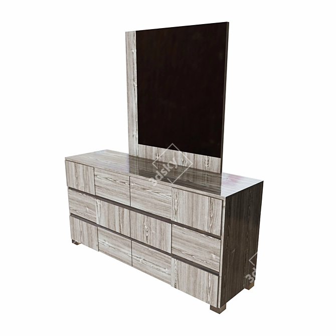 Italian Grey Lacquer Dresser 3D model image 2