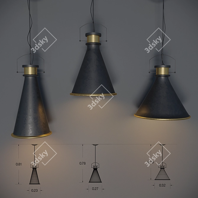 Elegant Trio of Ceiling Lights 3D model image 1