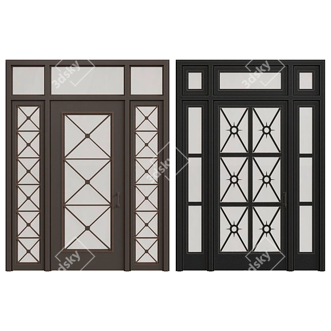 Elegant Entry Doors 3D model image 1