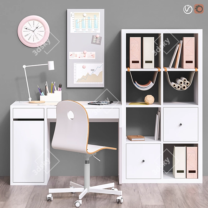 Modern Workspace Set 3D model image 1