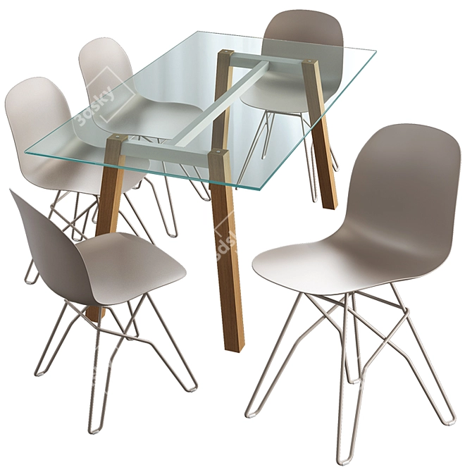 Classy Connubia Calligaris Academy Chair & T Table 3D model image 1