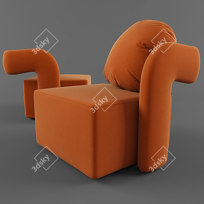 Versatile Virgola Armchair: Stylish Comfort for Any Space 3D model image 1