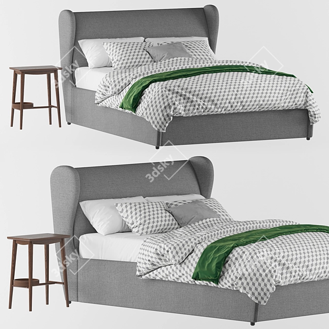 Modern Rubens Bed & Penn Bedside 3D model image 1