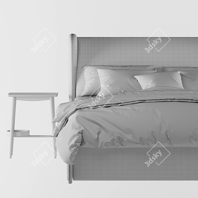 Modern Rubens Bed & Penn Bedside 3D model image 3