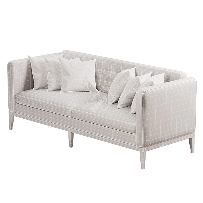 Vintage Gray Chesterfield Sleeper Sofa 3D model image 3