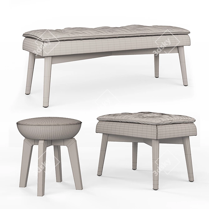 Chic Olivia & Tommi Poufs 3D model image 2