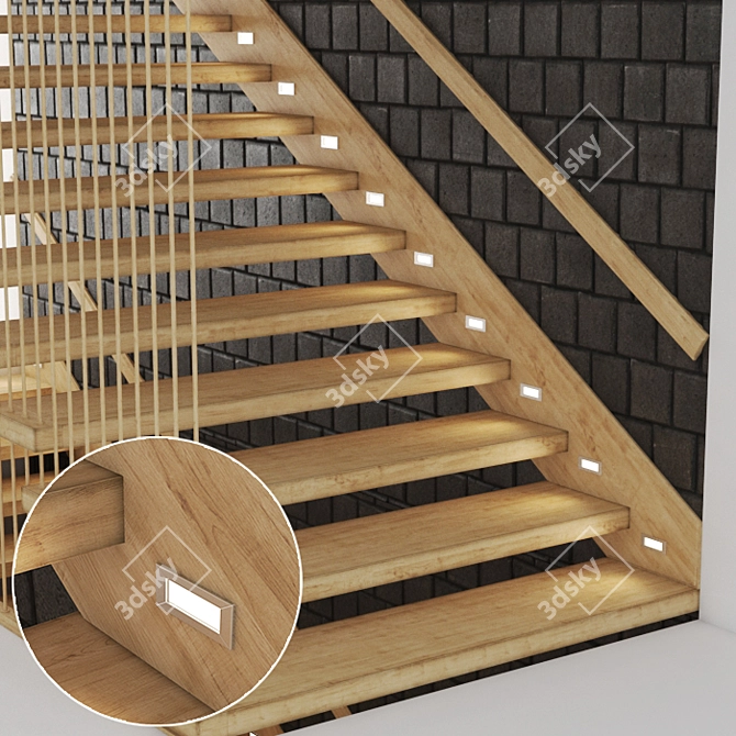 Elegant Staircase - 41 Steps 3D model image 2