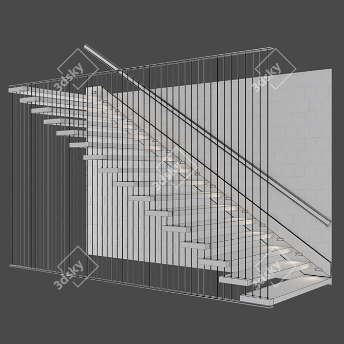 Elegant Staircase - 41 Steps 3D model image 3