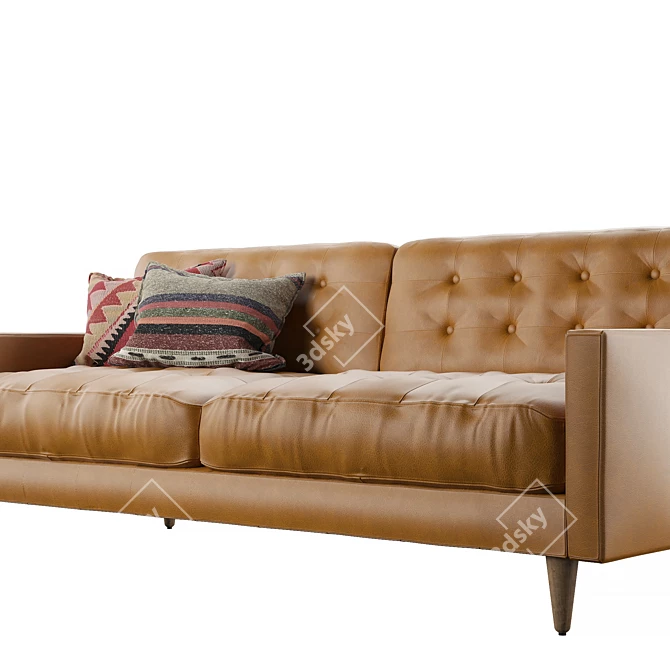 Elegant Camel Leather Sofa 3D model image 2