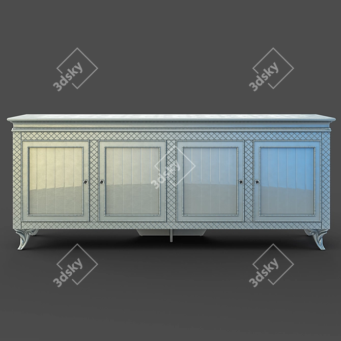 Elegant Silver Buffet with Glass Fronts 3D model image 1