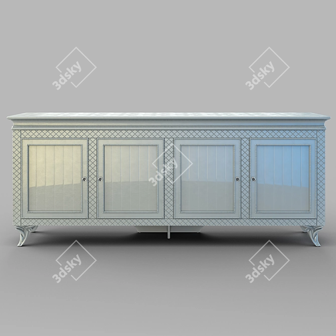 Elegant Silver Buffet with Glass Fronts 3D model image 2