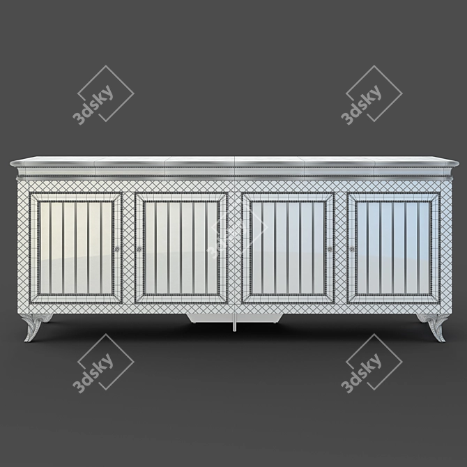 Elegant Silver Buffet with Glass Fronts 3D model image 3