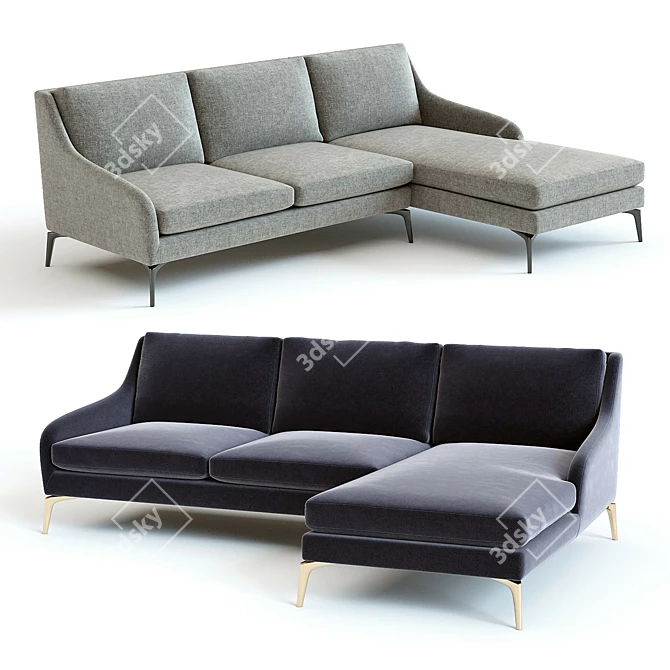 West Elm Alto 2-Piece Sectional: High-Detail & Versatile 3D model image 1