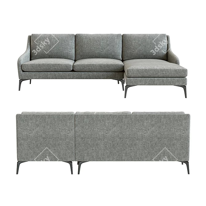 West Elm Alto 2-Piece Sectional: High-Detail & Versatile 3D model image 2