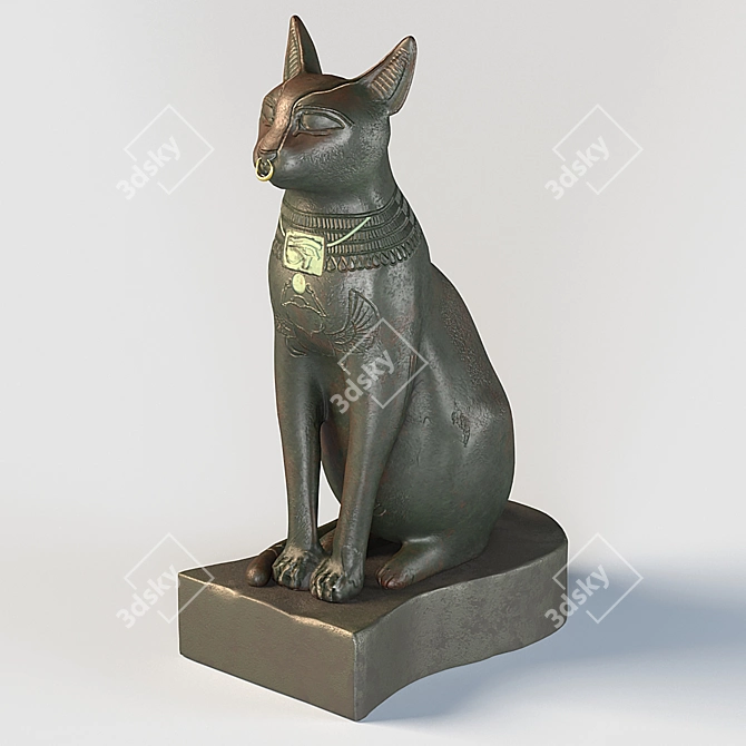 Eternal Bastet Bronze Cat 3D model image 1