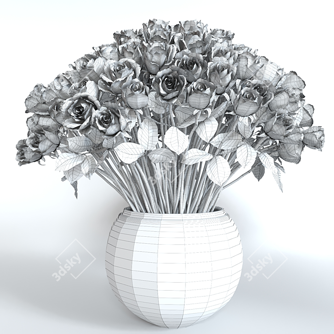 Elegant Red Rose Bouquet 3D model image 3