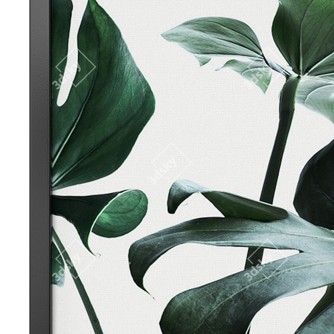 Modern Monstera Trio Wall Art Set 3D model image 2