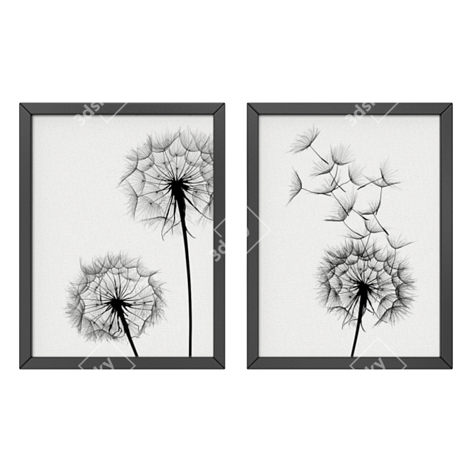 Modern Dandelion Duo: Art Collection 3D model image 1