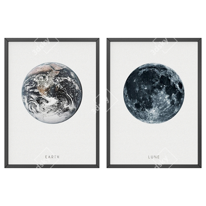 Modern Style Earth & Moon 3D model image 1