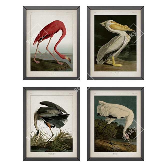 Modern Bird Collection - Set of 4 3D model image 1