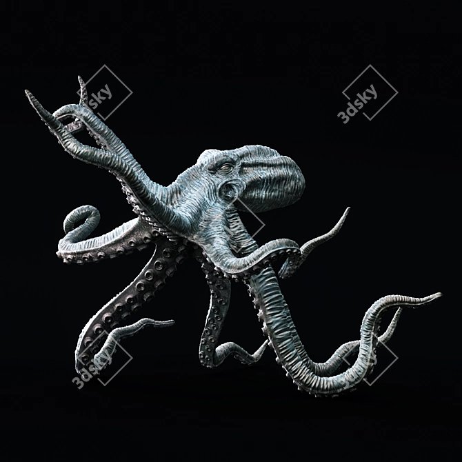 Bronze Octopus Sculpture 3D model image 1