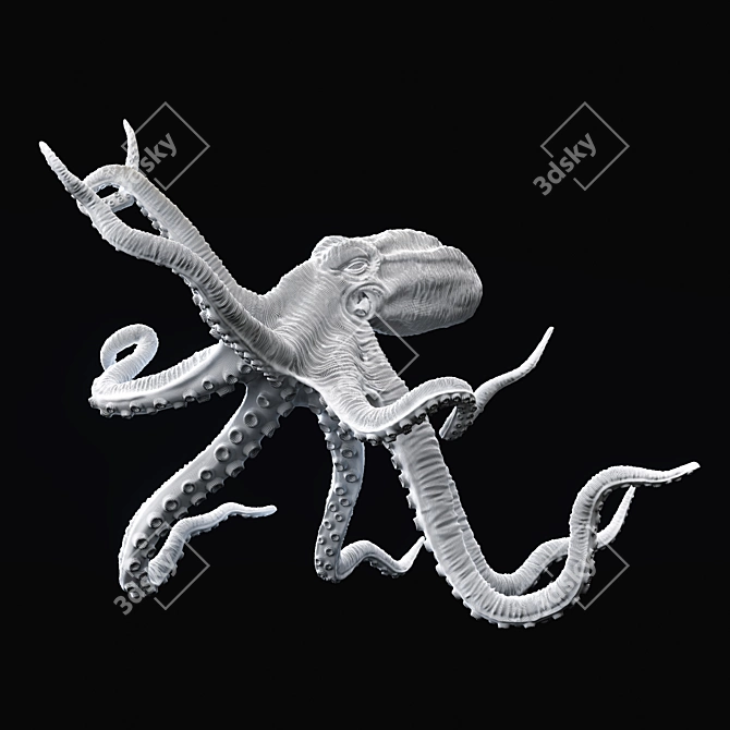 Bronze Octopus Sculpture 3D model image 3