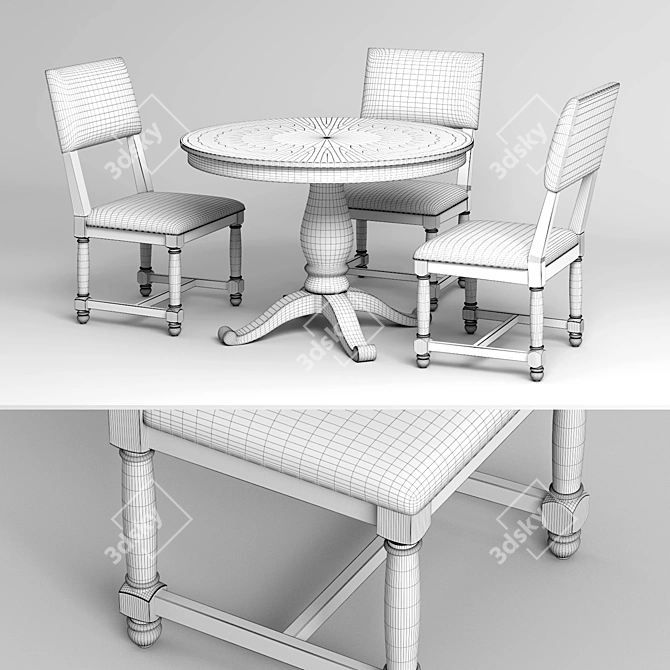 Elegant Avalon Table & Antique Bernhardt Side Chair 3D model image 2