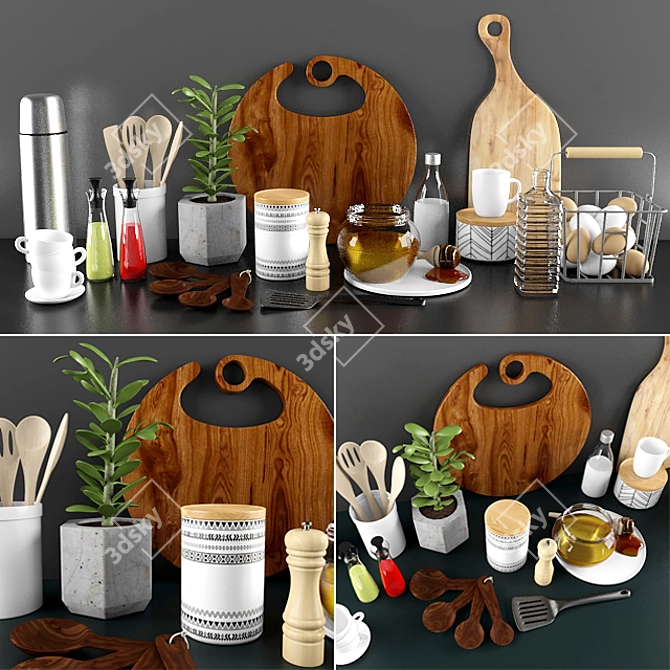 Essential Kitchen Gadgets: Convenient Accessory Set 3D model image 1