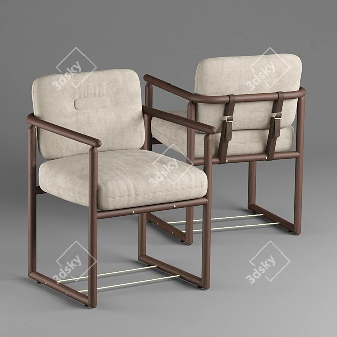 Contemporary Bethak Dining Chair 3D model image 1