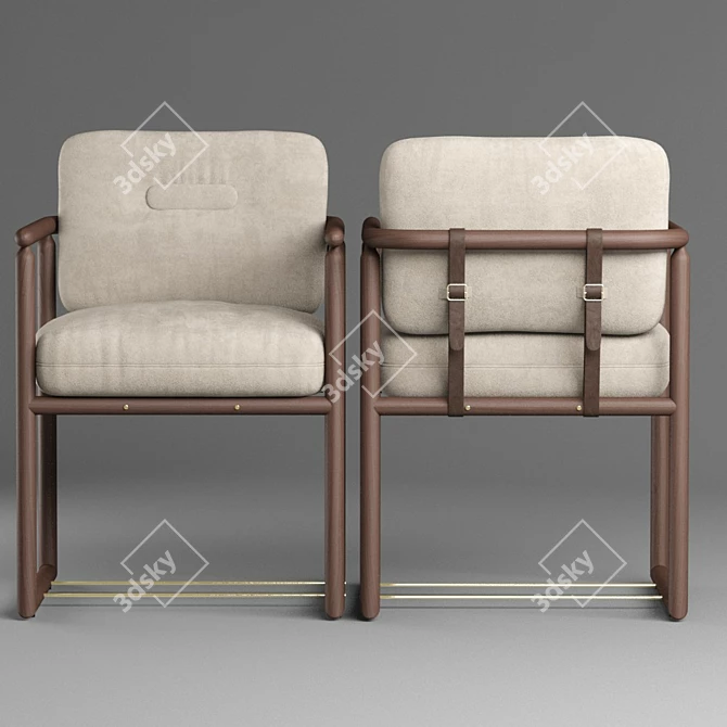 Contemporary Bethak Dining Chair 3D model image 2