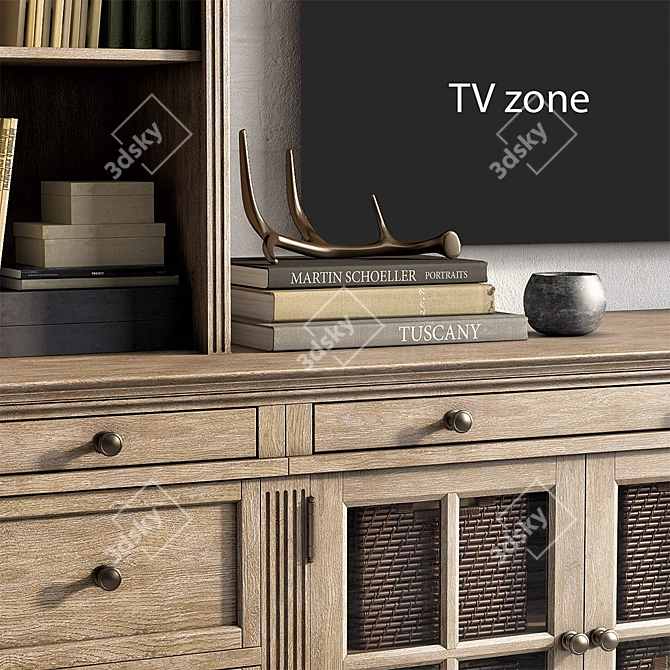 Elegant Livingston Media Suite: Gray Wash 3D model image 2